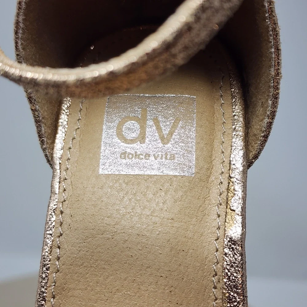 DV Dolce Vita Glamour Girl Sandals 3 Ginny Rose Gold Glitter Rhinestone Bow Glam